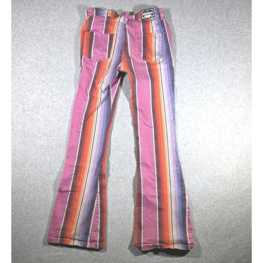 Ranch Dress'n Youth Purple Serape Super Flare Jeans Striped Size 16 Western